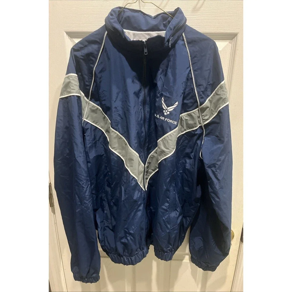 US AirForce JacketSkilcraft Jwod Large Mesh Lined Reflective Hood Zip VTG